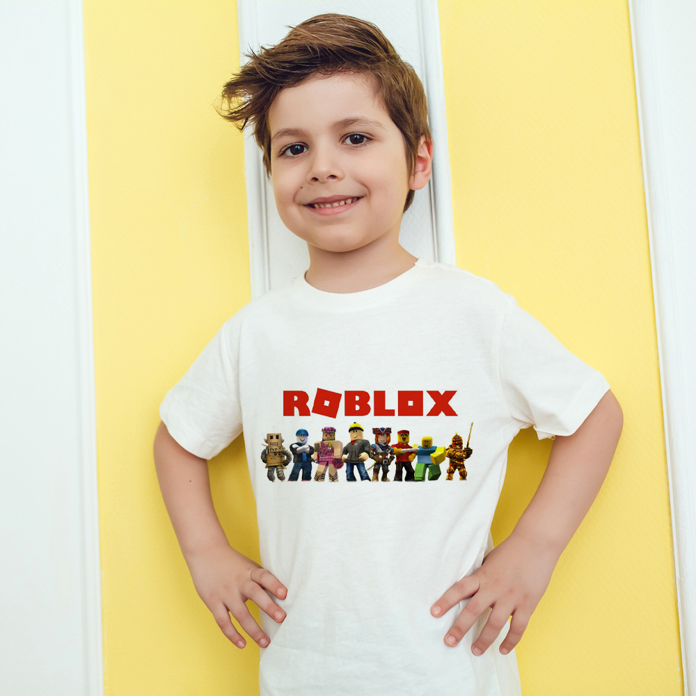 Roblox infantil camiseta casual com impressão 3D, mangas curtas, splicing  print, o-neck, tops esportivos, meninos, meninas, verão - AliExpress