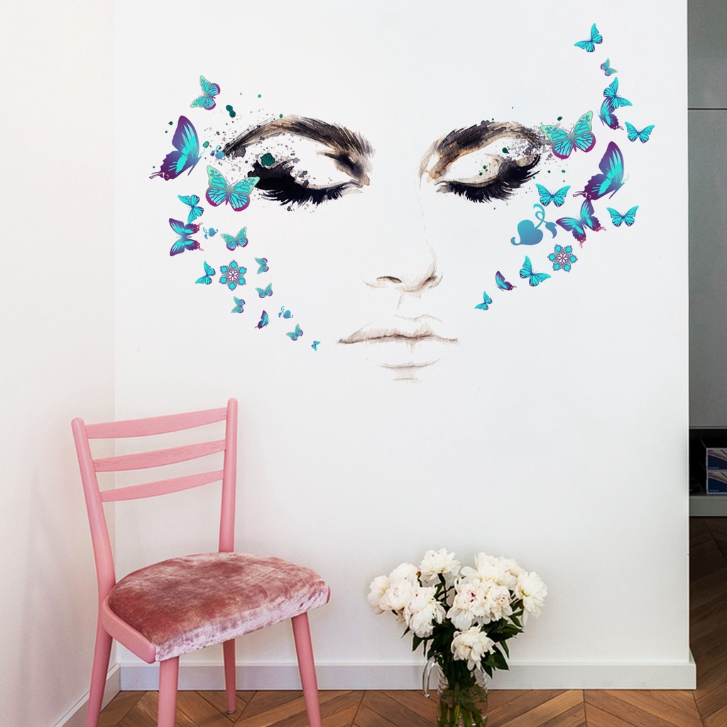 Pegatinas de pared decorativas creativas con mariposas y pestañas
