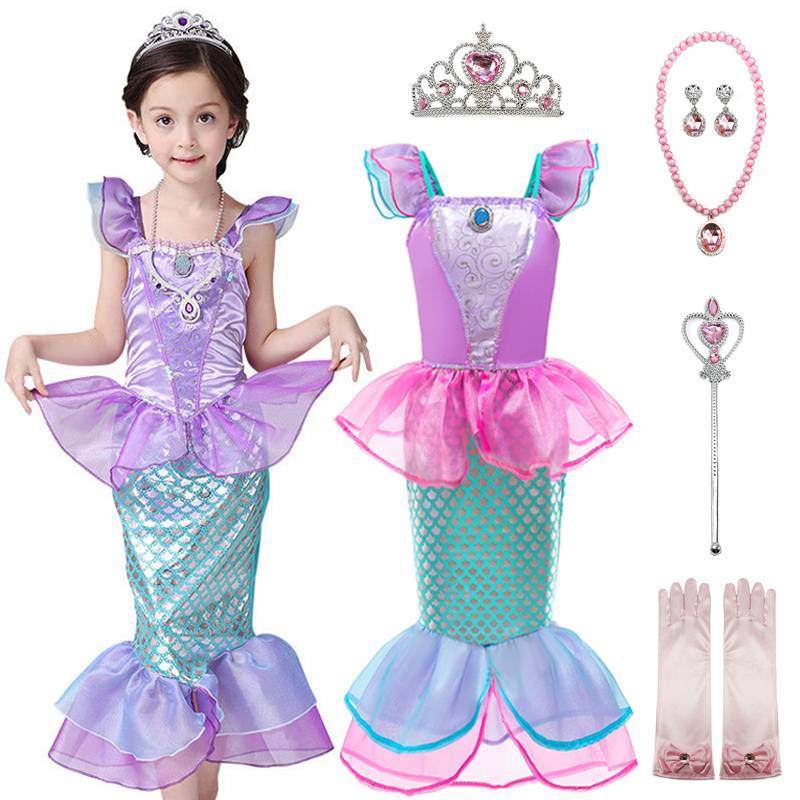 Disfraces de Sirena para Niñas, Vestido de Tutú de Sirena con Diadema para  Regalos de Cumpleaños, Fiestas de Halloween y Ropa de Disfraz