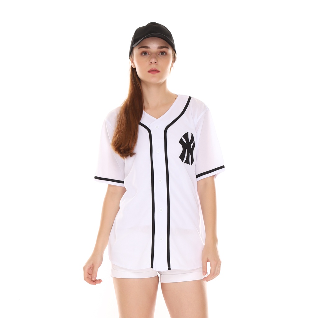 Camiseta de béisbol Navy White yankees hombre y mujer