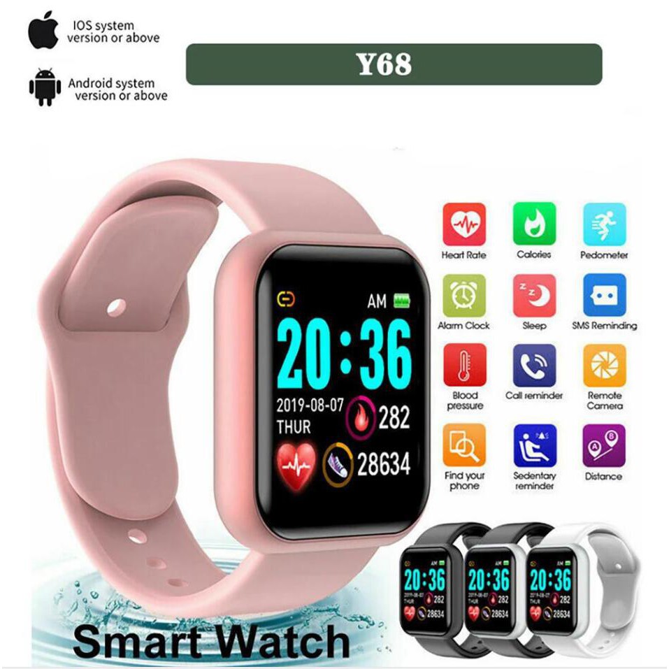 Reloj inteligente conectado para niño y niña, pulsera deportiva con Monitor  de ritmo cardíaco, Y68