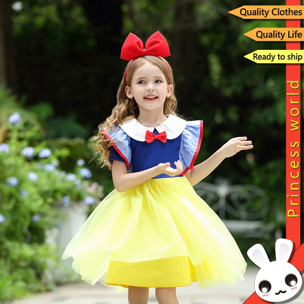 Vestido De Niña Blancanieves Frozen Princesa Verano Para Niñas Tutú Falda  De Malla De Algodón Disfraz De Cosplay Para Halloween Cumpleaños | Shopee  Colombia