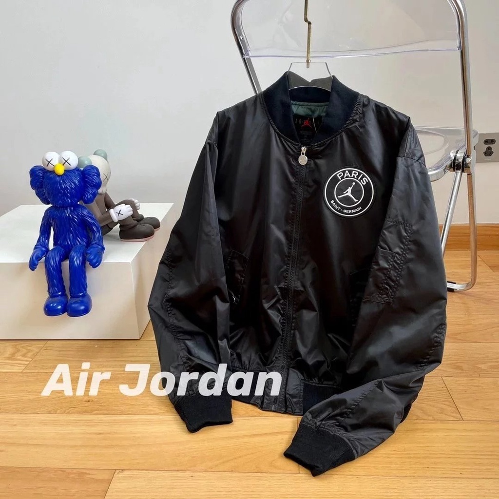 NK X Air Jordan PSG MA 1 Paris Saint Germain Chaqueta De Fuerza A rea Bordado Dise o De Registro Negra