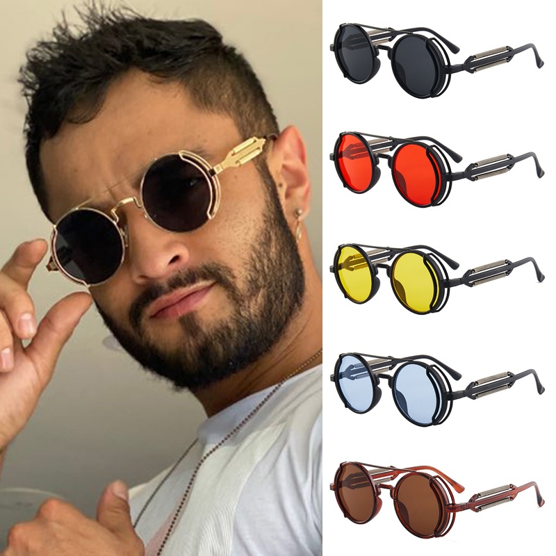 Gafas De Sol Redondas Steampunk Vintage Para Hombres Al Aire Libre UV400 Personalidad Shopee Colombia