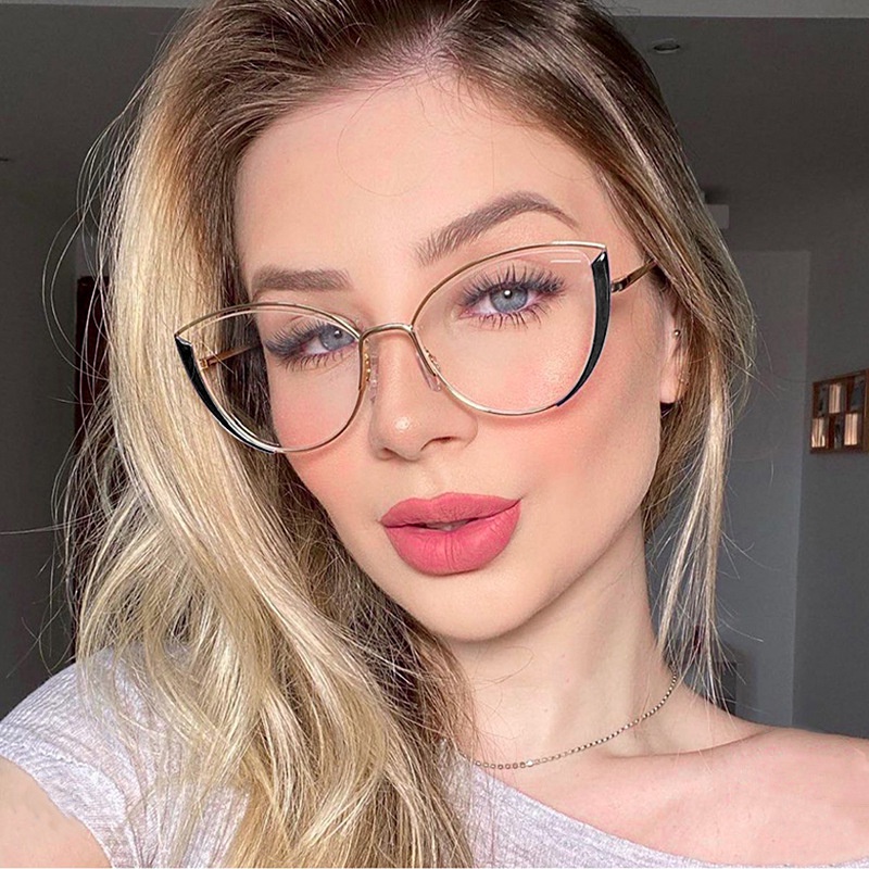 HENGHA Gafas De Gato Estilo Retro Occidental Para Mujer Marco De Metal Anti Radiacion Para Mujeres Shopee Colombia