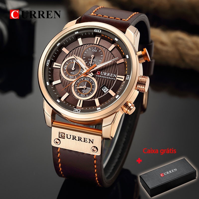 CURREN Original Reloj De Los Hombres De La Marca Superior De Cuero