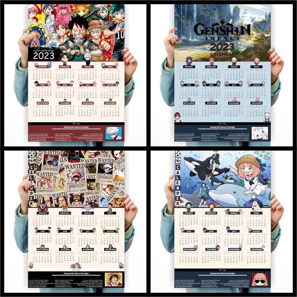 Anime Calendario 2024Póster EhiSpy x Family Haikyuu Demon Slayer