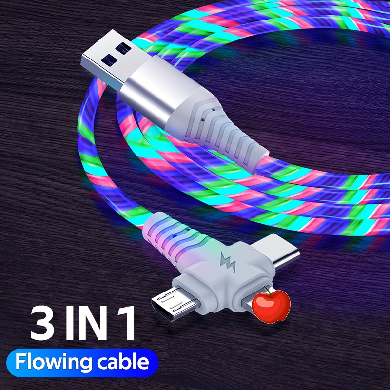 cable de carga usb a tipo c luz led cable de cargador usb c cable de carga  USB a tipo c luz LED cable de carga rápida que fluye cable de cargador