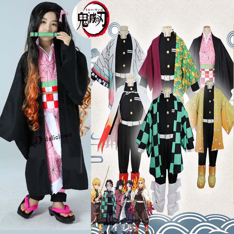 Demon Slayer Anime Niños Cosplay Set Traje De Los Tanjiro Nezuko Zenitsu Kimetsu No Yaiba