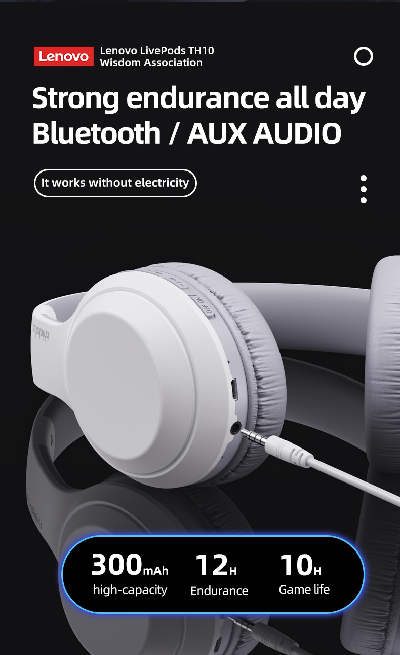 LENOVO Audífonos Lenovo Bluetooth auriculares inalámbricos TH30 Beige White