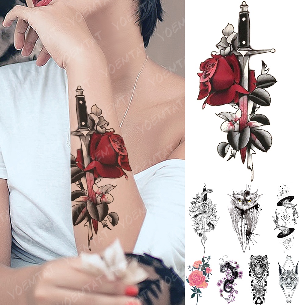 Impermeable Temporal Tatuaje Pegatina Rosa Espada Serpiente Corazón Flash  Tatuajes Búho Dragón Universo Cuerpo Arte Brazo Falso Mujeres Hombres  Vender Bien | Shopee Colombia