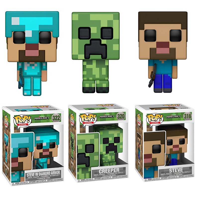 Minecraft Funko POP Creeper Steve Figuras De Accion De Vinilo Decoracion De Dibujos Animados Juego Mi Mundo Juguetes Ninos Cumpleanos Xmas