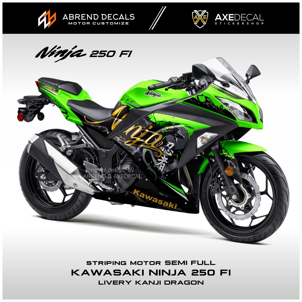 NINJA 250 FI SEMIFULL STRIPING Calcomanía/KAWASAKI KANJI Dragón Motocicleta  Diseño Personalizado/STOCK
