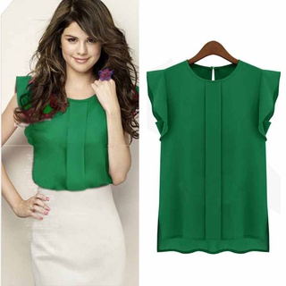 Comprar Blusas elegantes de verano para mujer, tops informales para mujer,  camisa para mujer, blusa de gasa, blusas para mujer, top de manga larga  verde para mujer