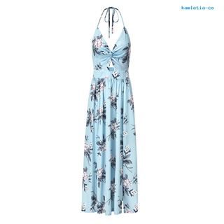 vestido de mujer estampado floral halter verano fuera del hombro sin  espalda vestido de sol para playa