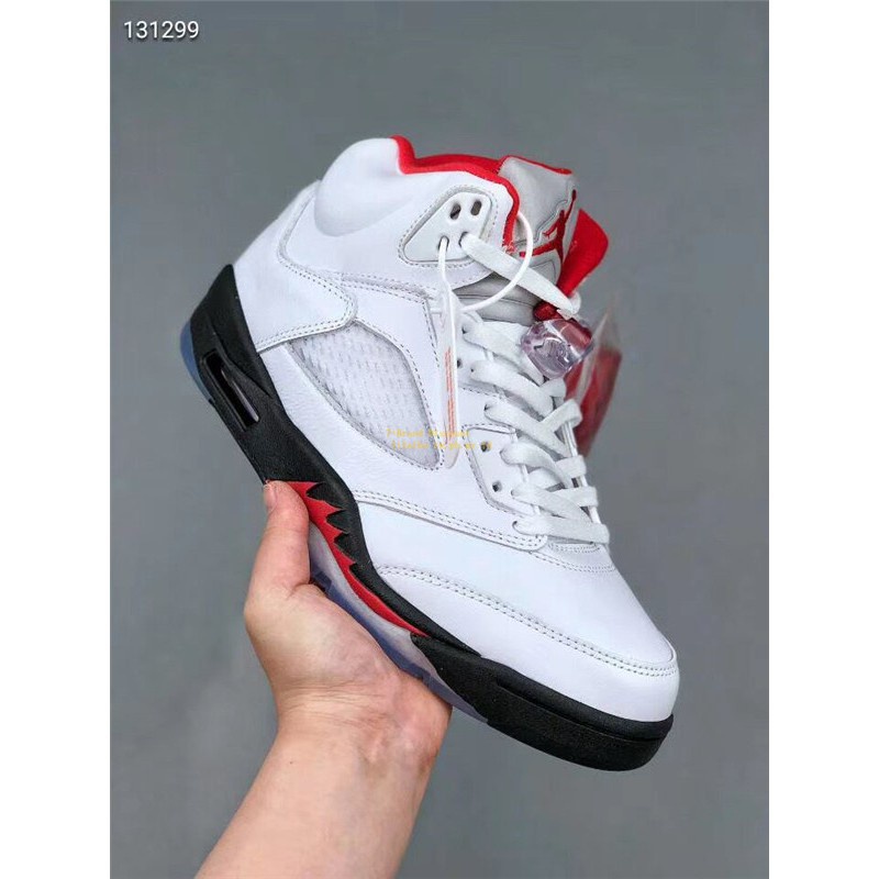 Jordan 5 cheap blanco con rojo