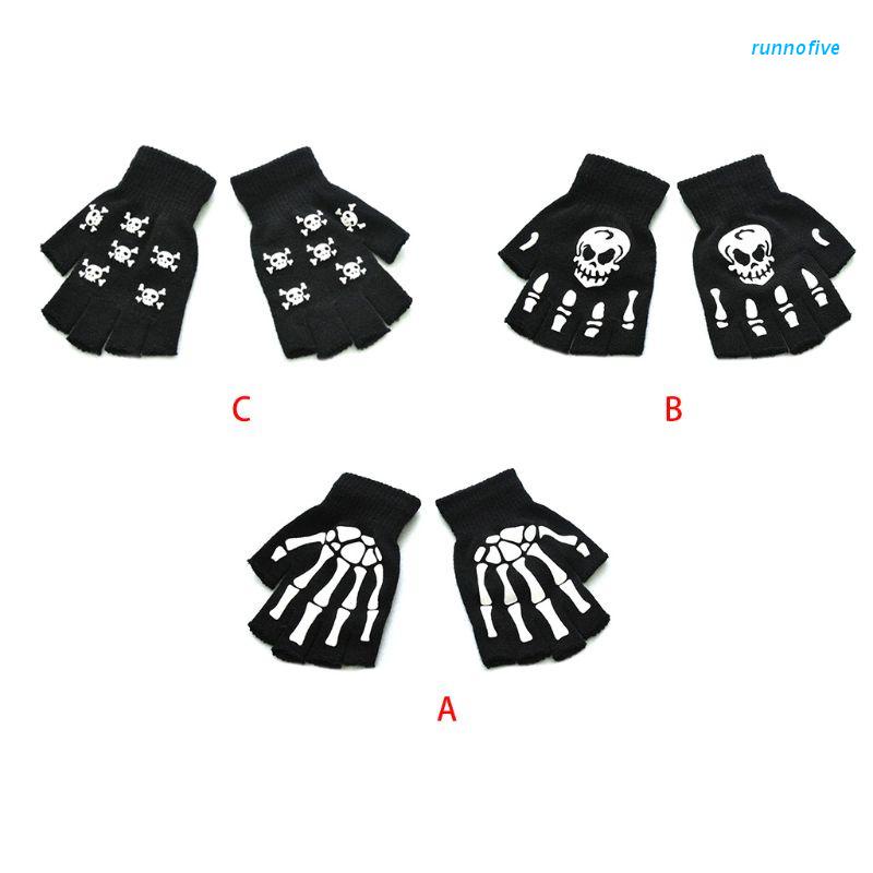 Pack 5 Pares De Guantes De Esqueleto Para Halloween – Dedos Enteros, Disfraz Fantasma Y Cosplay