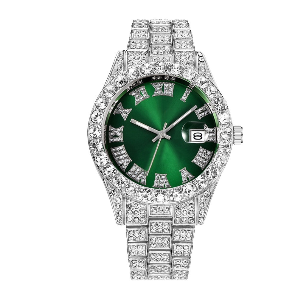 Reloj clásico de cuarzo para hombre con cronógrafo de diamantes