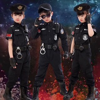 Disfraces de policía para niños, disfraz de carnaval, Halloween, uniforme  de policía de tráfico, Día de los niños con cinturón de gorro - AliExpress
