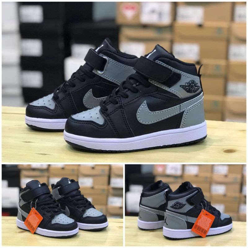Nike air Jordan retro zapatos de niños 1 alto negro gris casual