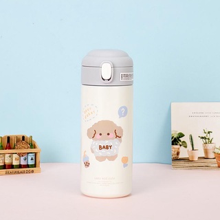 Thermos Botella Termo Para Niños De 380ML Con Pajita De Acero Inoxidable Termos  De Dibujos Animados Linda De Agua Térmica