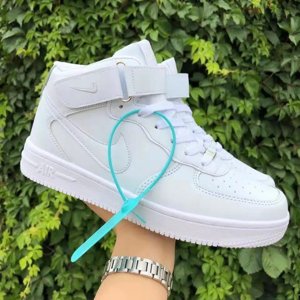 Zapato Air Force Broche Tenis Croki Nike Air Blancos Altos Moda - Main Image
