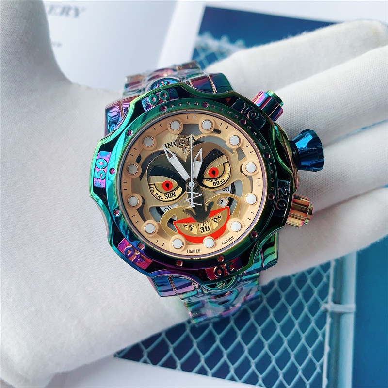 Alta Calidad Y Moda Joker Invicta Colorido Payaso Gran Dial Calendario Reloj Masculino Shopee Colombia