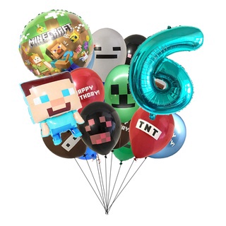 Minecraft bouquet  Cumpleaños con tema de minecraft, Globos minecraft,  Globos