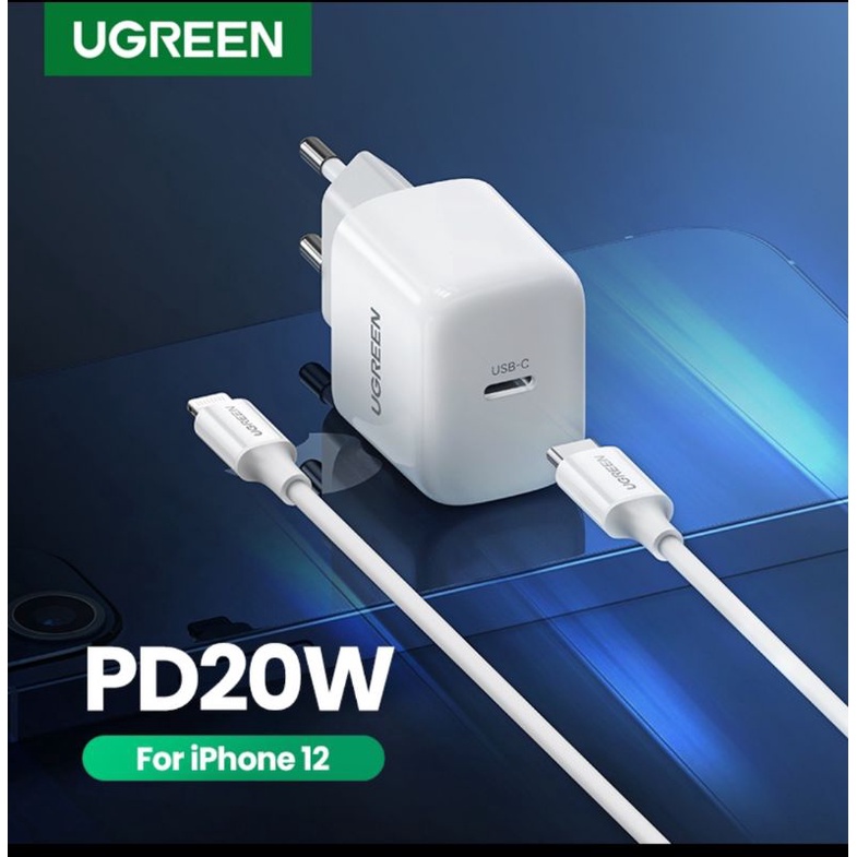 Ugreen Cargador De 20w + Cable Usb C A Lightning Para IPhone 13 14