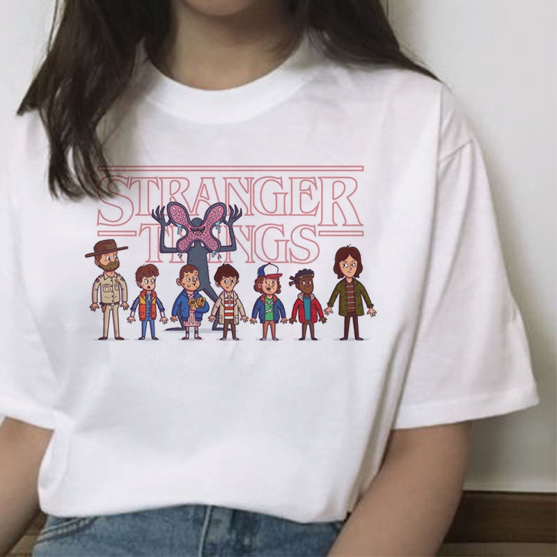 niñas camiseta con estampa de Stranger Things extragrande