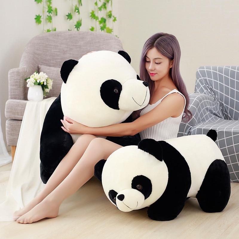 Peluche de oso Panda gigante para bebé, muñeco de peluche suave Kawaii,  almohada de cojín de dibujos animados, decoración de cama para el hogar,  regalos para niños, 120cmLying Panda80cm Fivean unisex