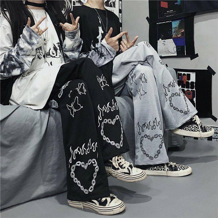 Mujeres Pantalones Con Estampado De Mariposa casual hip hop