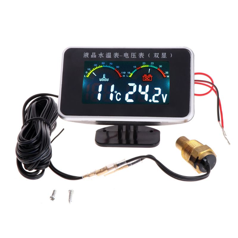 Comprar Reloj para coche, termómetro, voltímetro, Monitor Digital LCD 3 en  1, detección de temperatura y voltaje