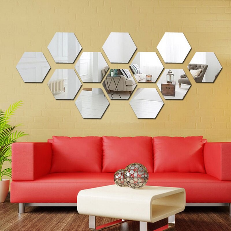 Pegatina Hexagonal de acrílico para espejo, decoración de pared, espejo  único, espejo único, pegatina de pared, pantalla de pared