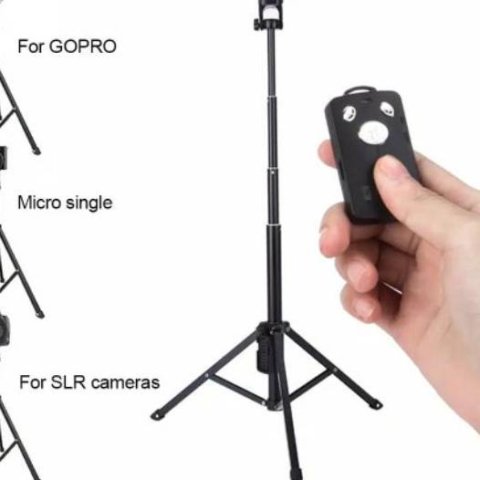 Plegado inalámbrico Selfie Stick Trípode Bluetooth Obturador remoto  Rellenar luz aleación de aluminio Selfie Stck