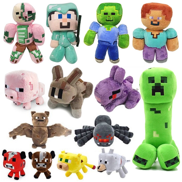 15-22cm Juego De Dibujos Animados Peluche Juguetes Creeper Enderman Wolf  Muñecas Juguete Regalo De Navidad Para Niños