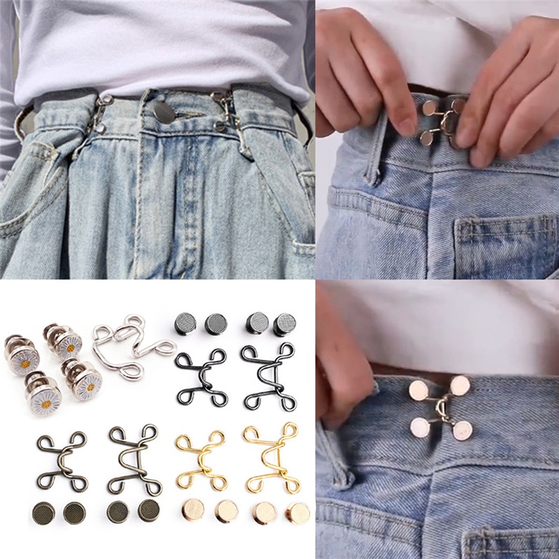 LRITER Botones, botones desmontables para jeans, botones ajustables con  hebilla de botón para jeans sueltos, pantalones de ajuste de cintura (lazo  de
