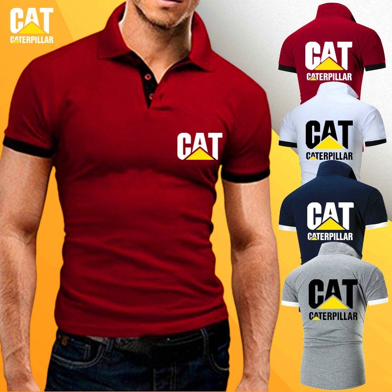 Nueva Moda De Verano Hombres Cuello De Solapa Camiseta Caterpillar Cat Logo Print Slim Fit Polo T Shirt Algod n