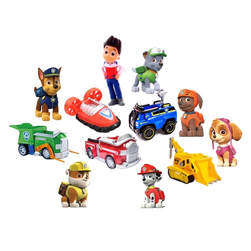 Paw Patrol 12 Unids/Set Patrulla Canina Figura De Acción Pastel Taza Top  Mini Figuritas Niños Juguetes Fiesta De Cumpleaños Suministros De Juguete