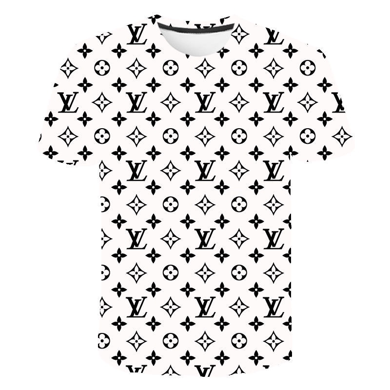 Europa América Explosión Moda Manga Corta Impreso Hombres Mujeres Camisetas  LV 3D Louis Vuitton Camiseta Casual Streetwear Niño Niña Sudaderas Cuello  Redondo Tops