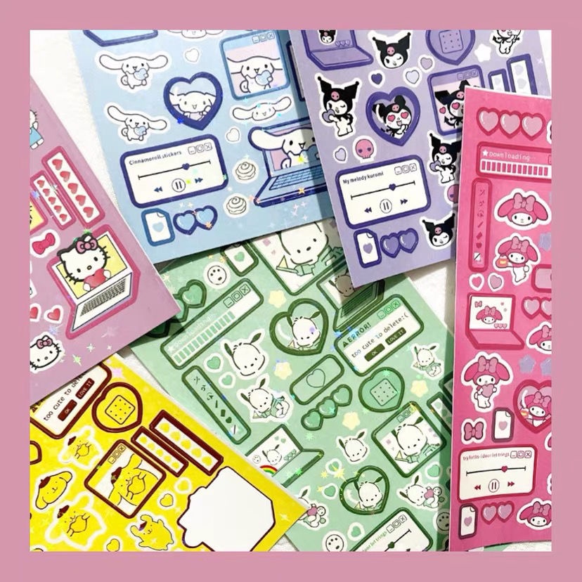 Pegatina De Dibujos Animados Sanrio Flashing Laser Kuromi Hello Kitty ...