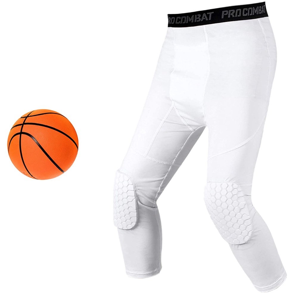 Pantalones deportivos de baloncesto de compresión ¾ con rodilleras, mallas  protectoras anticolisión