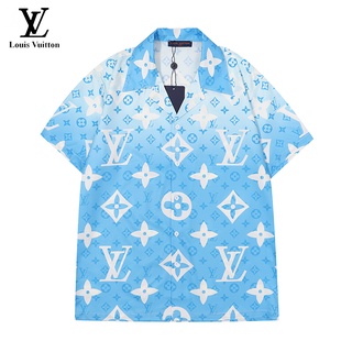 Louis Vuitton 100 % Nuevo Polo Para Hombres Fresco Azul Camisa De Manga  Corta Llena De Letras Impresas Logo