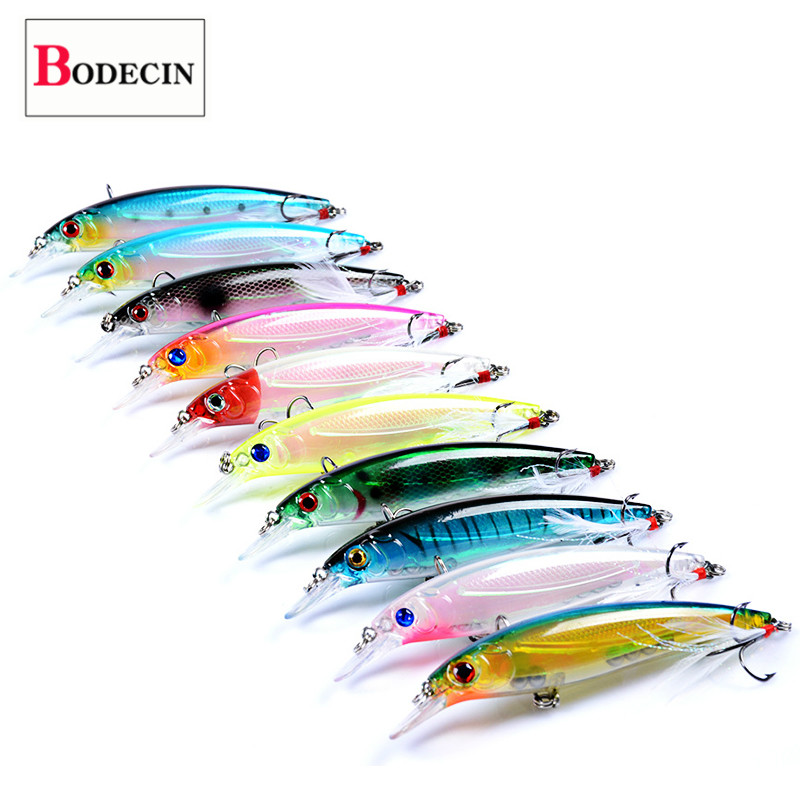 Tbest 5 Señuelos De Pesca Calamar 9.5cm | Crankbait Duro Luminoso | Agua Dulce Y Salada | Plástico Y Metal | Eslabón Giratorio