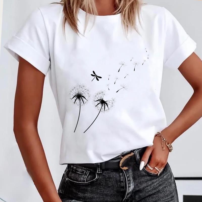 Camiseta De Mujer Con Estampado De Manga Corta Casual De Moda Basica Para Dama Tops Grafica Shopee Colombia