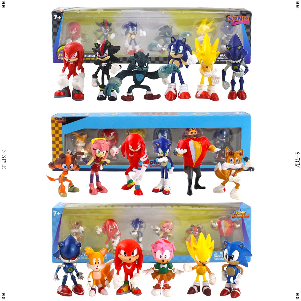 Set X6 Figuras Muñecos Sonic Tails 11cm Juguete Colección