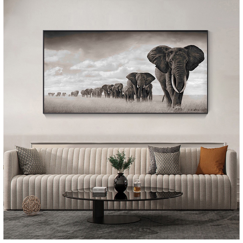 Lienzo De Elefante Cuadros 5 Paneles Decorativo Pared Modernos Para Sala  Comedor