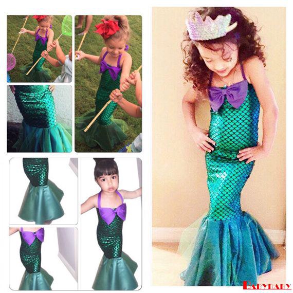 W Niños Niñas Ariel Sirena Fancy Cosplay Costume Dress