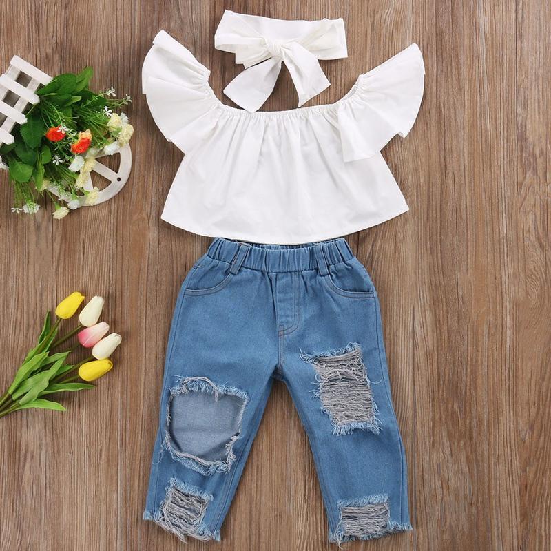 Conjunto De Ropa De Bebé De Verano Niños Algodón Camisas Mezclilla