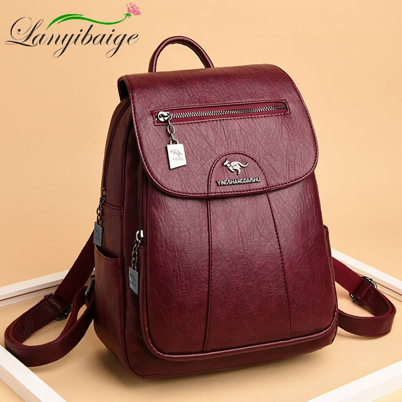 Mochilas de piel suave para mujer bandoleras vintage bolsos de viaje informales escolares 5 colores